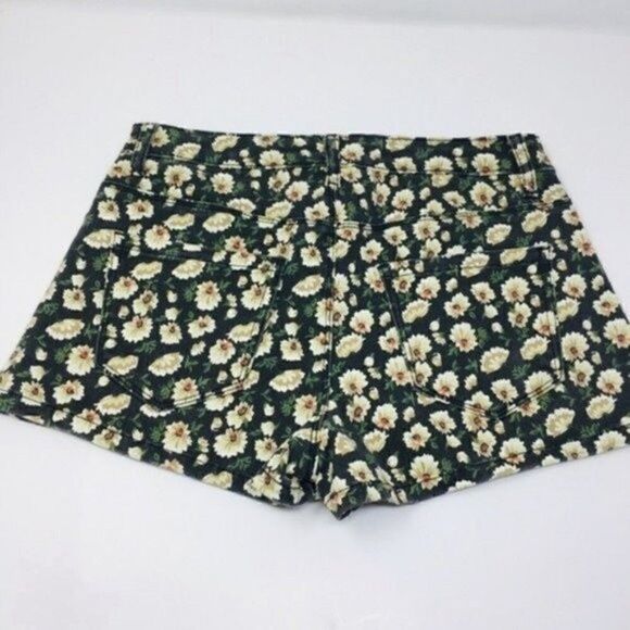 Forever 21 black denim shorts yellow flowers size 27 BoxK - Picture 2 of 5
